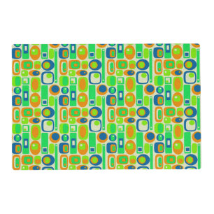 Funny Retro Wallpaper - orange green blue Placemat