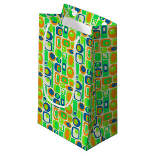 Funny Retro Wallpaper - orange green blue Small Gift Bag