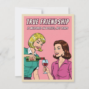 Funny Retro Wine Humor Best Friend Pop Art Card