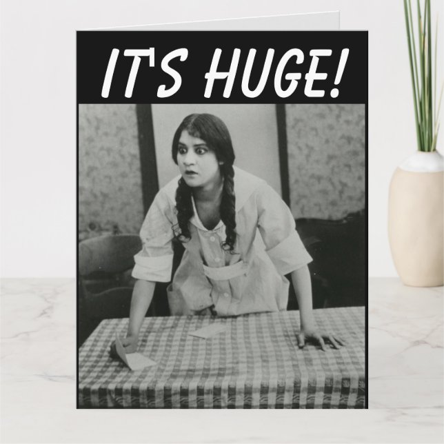 FUNNY RETRO WOMAN BIRTHDAY HUGE! GREETING CARD (Front)