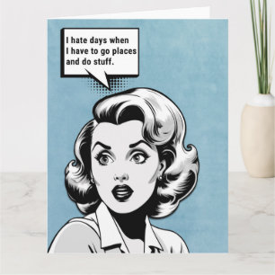 Funny Retro Woman Card