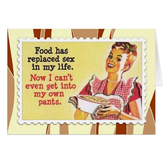 Funny Retro woman cooking Card (Front Horizontal)