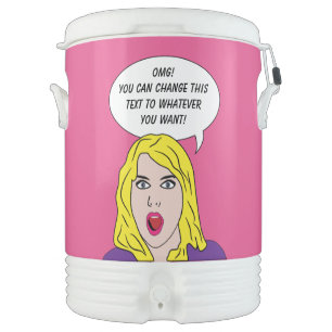 FUNNY RETRO WOMAN custom beverage coolers Cooler
