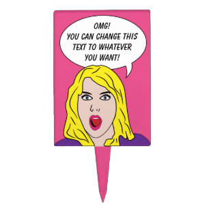 FUNNY RETRO WOMAN custom cake topper