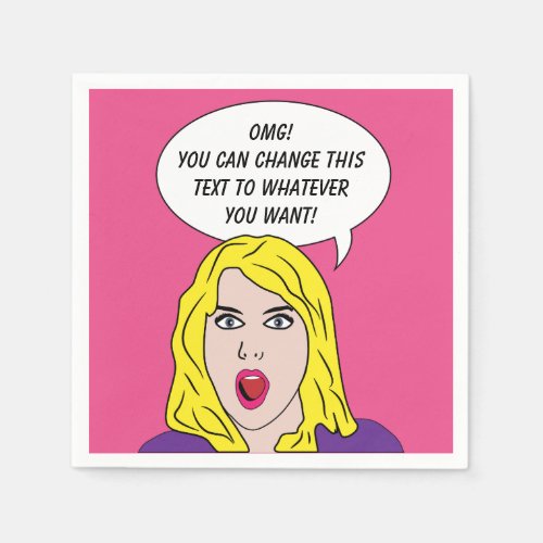 FUNNY RETRO WOMAN custom paper napkins