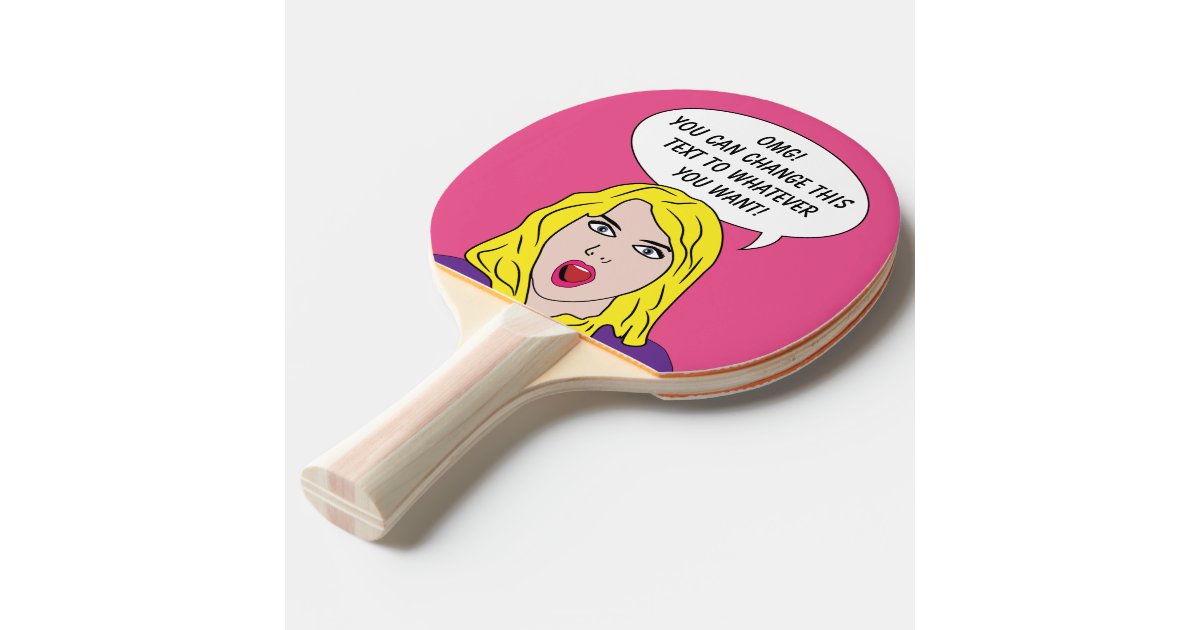Funny Retro Woman Custom Ping Pong Paddle Zazzle
