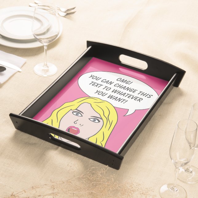 FUNNY RETRO WOMAN custom serving trays (Front)