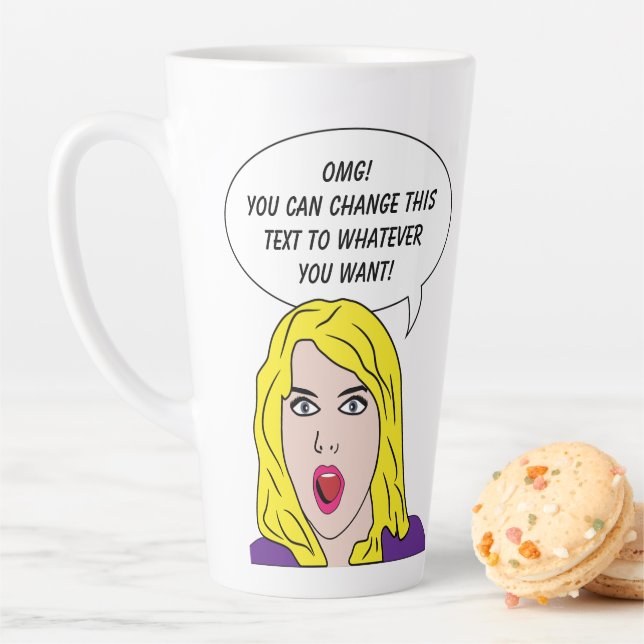 FUNNY RETRO WOMAN custom text Latte Mug (In Situ)