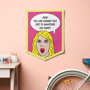 FUNNY RETRO WOMAN custom text Pennant