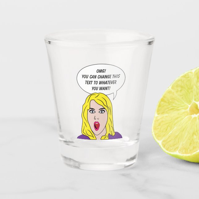 FUNNY RETRO WOMAN custom text Shot Glass (Front)