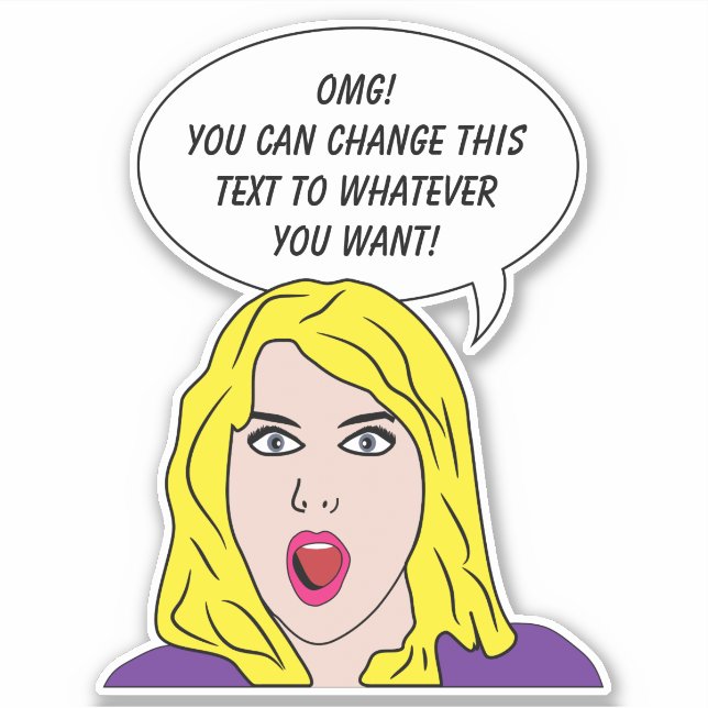 FUNNY RETRO WOMAN custom text Sticker (Front)