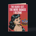 FUNNY RETRO WOMAN FRIEND BIRTHDAY GREETING CARDS<br><div class="desc">FUNNY RETRO WOMAN "BADASS" BIRTHDAY CARD</div>