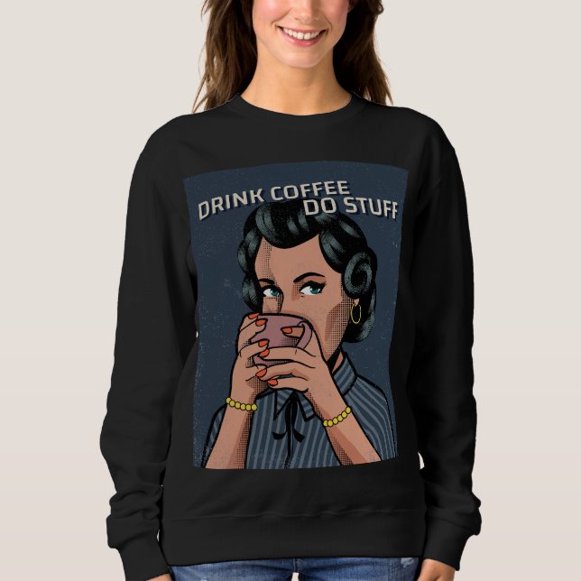 FUNNY RETRO WOMAN HOUSEWIFE COFFEE T-SHIRTS (Front)