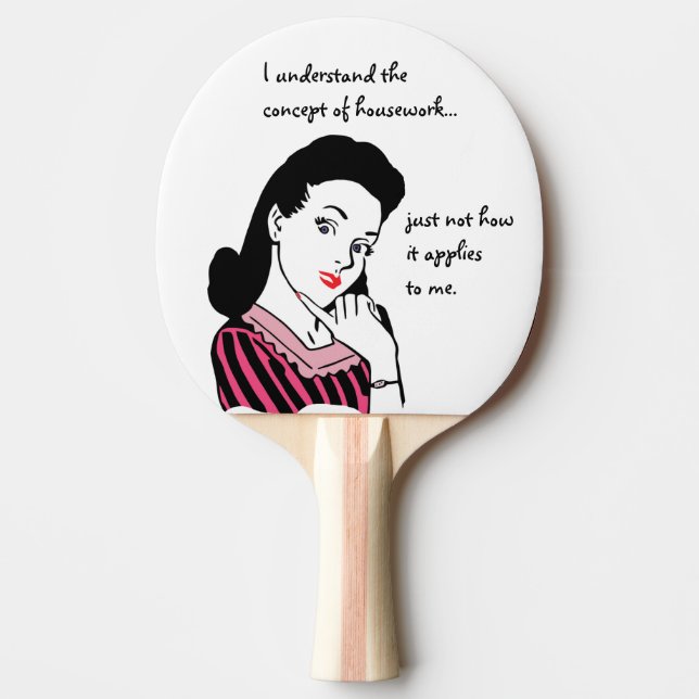 Funny Retro Woman Housework Concept Ping Pong Paddle (Front)