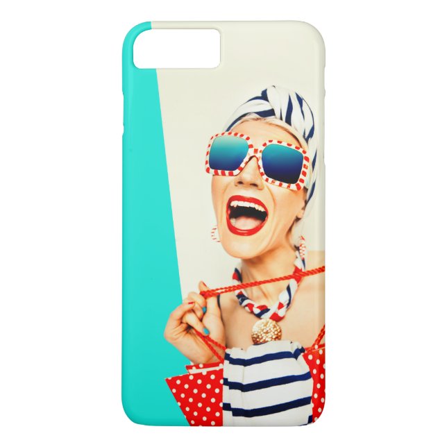 Funny Retro Woman in Red Lipstick and Sunglasses Case-Mate iPhone Case (Back)