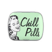 Funny Retro Woman Mint Chill Pills Jelly Belly Tin (Top)