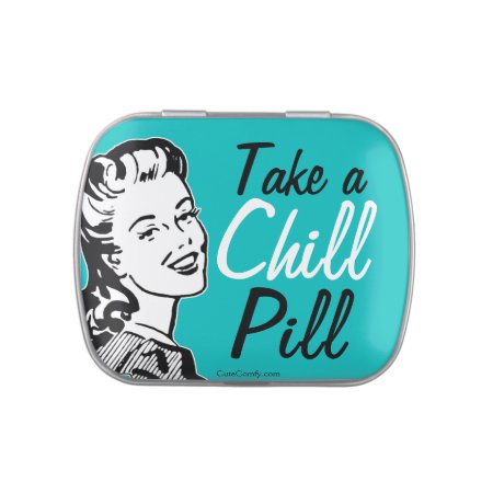 Funny Retro Woman Take A Chill Pill Candy Tin