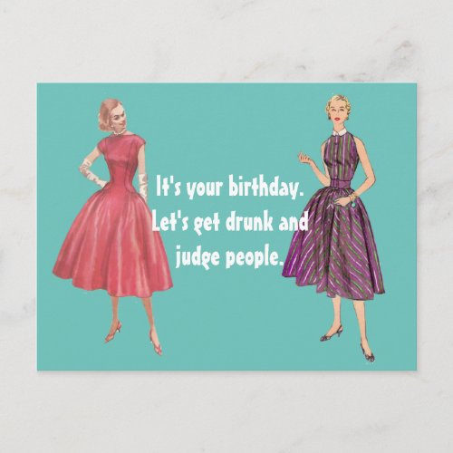 Funny Retro Women Lets Get Drunk Birthday Card