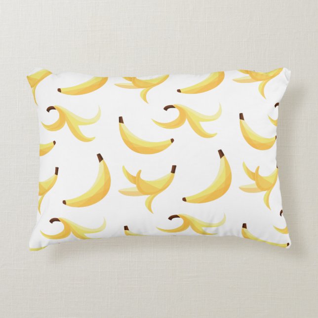 Funny Retro Yellow Banana Pattern Party Editable Accent Pillow (Front)
