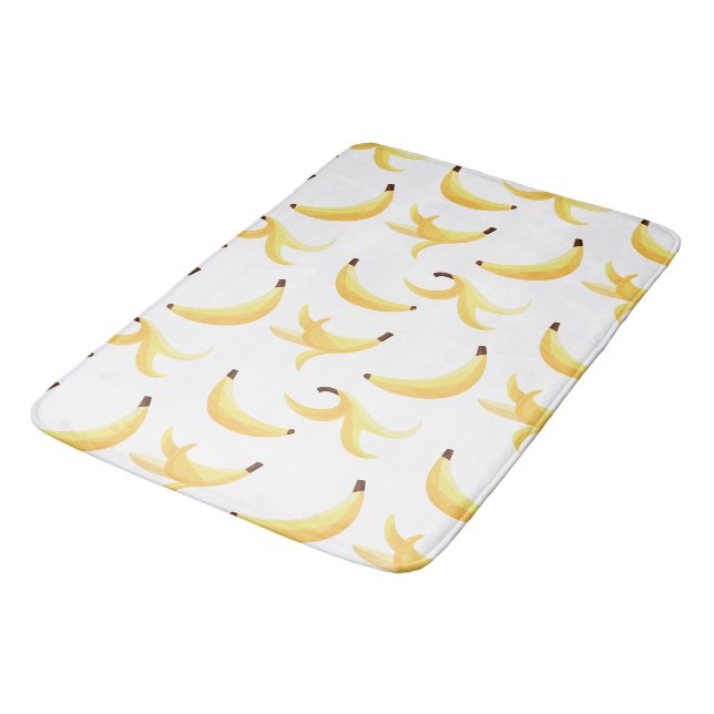 Funny Retro Yellow Banana Pattern Party Editable Bath Mat (Angled)