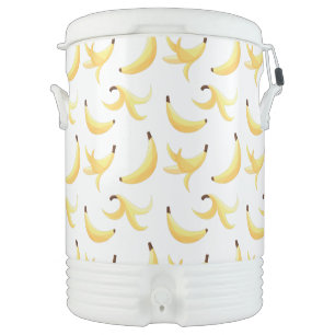Funny Retro Yellow Banana Pattern Party Editable Beverage Cooler