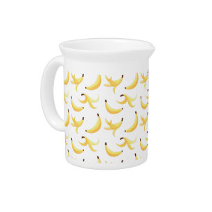 Funny Retro Yellow Banana Pattern Party Editable Beverage Pitcher