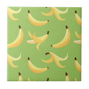 Funny Retro Yellow Banana Pattern Party Editable Ceramic Tile