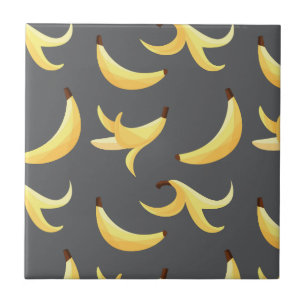 Funny Retro Yellow Banana Pattern Party Editable Ceramic Tile