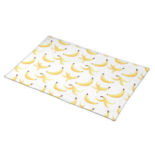 Funny Retro Yellow Banana Pattern Party Editable Cloth Placemat