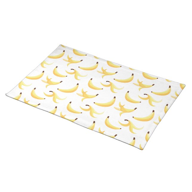 Funny Retro Yellow Banana Pattern Party Editable Cloth Placemat (On Table)
