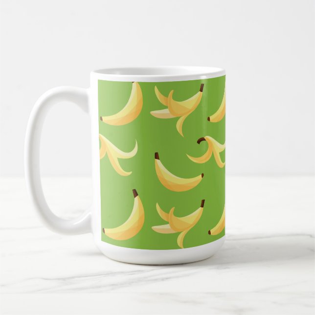 Funny Retro Yellow Banana Pattern Party Editable Coffee Mug (Left)