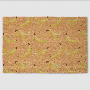 Funny Retro Yellow Banana Pattern Party Editable Fiber Doormat