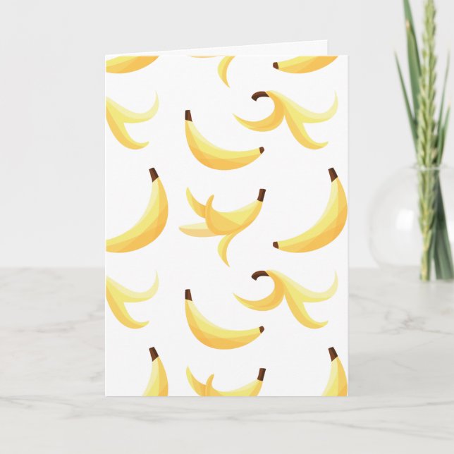 Funny Retro Yellow Banana Pattern Party Editable Holiday Card (Front)