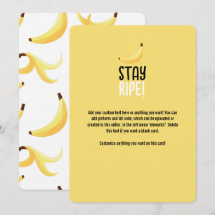 Funny Retro Yellow Banana Pattern Party Editable Holiday Card