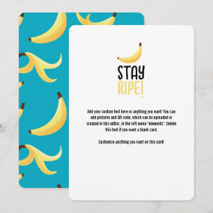 Funny Retro Yellow Banana Pattern Party Editable Holiday Card