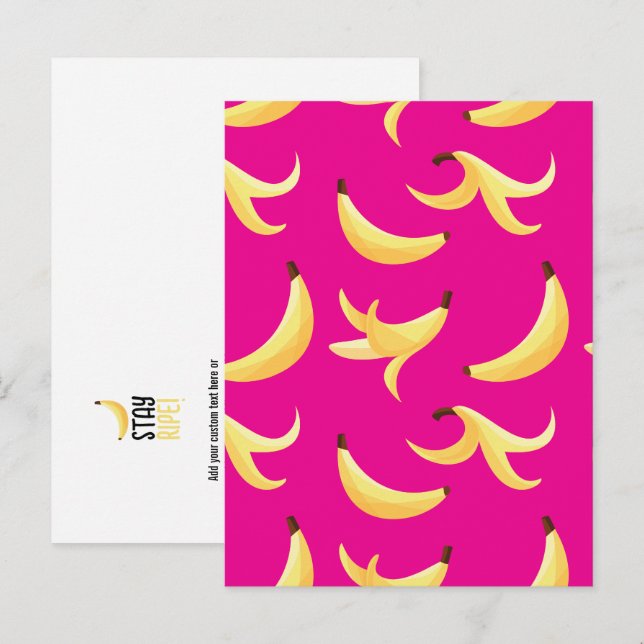 Funny Retro Yellow Banana Pattern Party Editable Holiday Postcard (Front/Back)