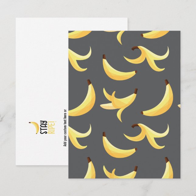 Funny Retro Yellow Banana Pattern Party Editable Holiday Postcard (Front/Back)
