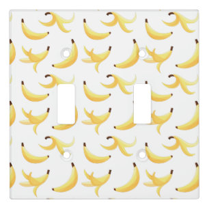 Funny Retro Yellow Banana Pattern Party Editable Light Switch Cover