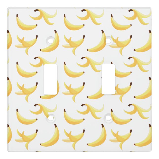Funny Retro Yellow Banana Pattern Party Editable Light Switch Cover (Front)