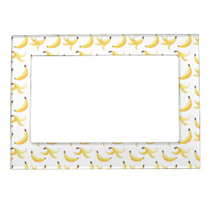 Funny Retro Yellow Banana Pattern Party Editable Magnetic Frame