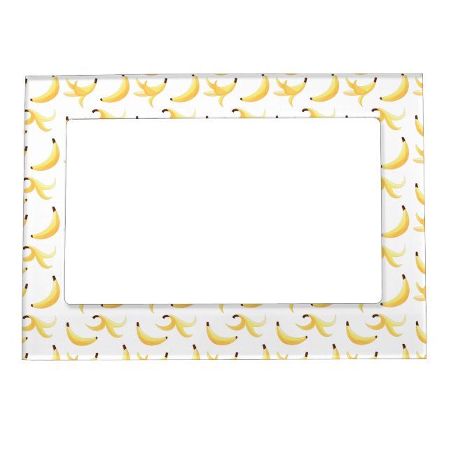 Funny Retro Yellow Banana Pattern Party Editable Magnetic Frame (Front)