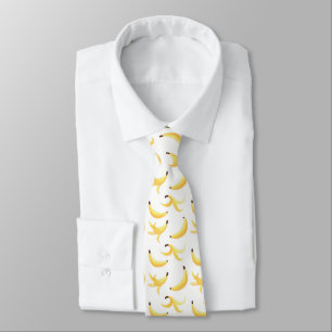 Funny Retro Yellow Banana Pattern Party Editable Neck Tie