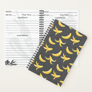 Funny Retro Yellow Banana Pattern Party Editable Notebook