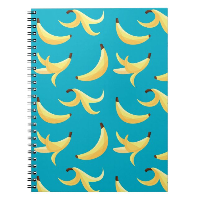 Funny Retro Yellow Banana Pattern Party Editable Notebook (Front)