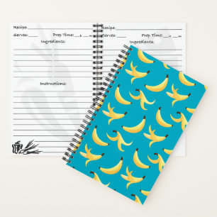 Funny Retro Yellow Banana Pattern Party Editable Notebook