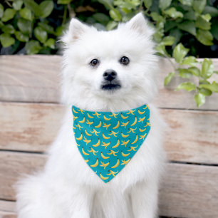 Funny Retro Yellow Banana Pattern Party Editable Pet Bandana Collar