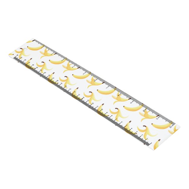 Funny Retro Yellow Banana Pattern Party Editable Ruler (Angled)