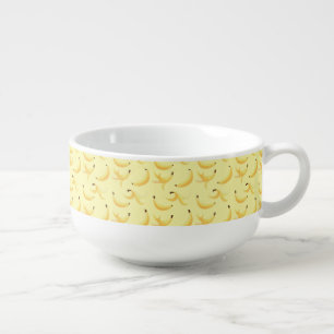 Funny Retro Yellow Banana Pattern Party Editable Soup Mug