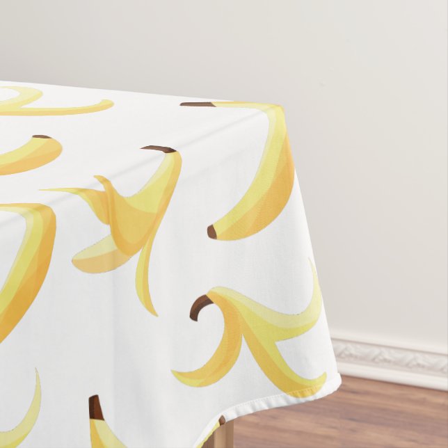 Funny Retro Yellow Banana Pattern Party Editable Tablecloth (In Situ)