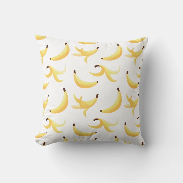 Funny Retro Yellow Banana Pattern Party Editable Throw Pillow (Front)